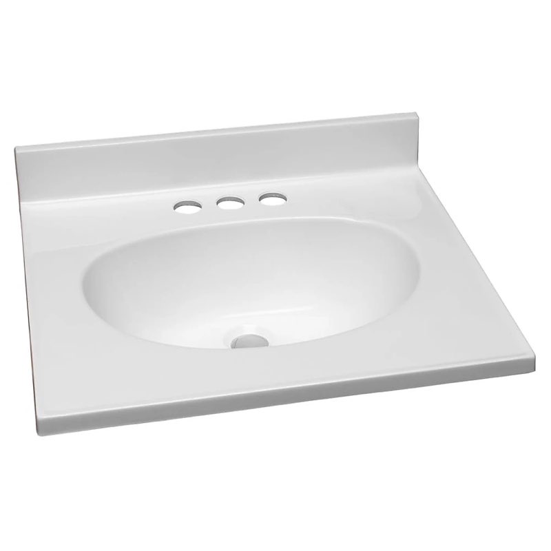 design house 19-in x 17-in solid white cultured marble single sink 4-in centerset faucet mount
