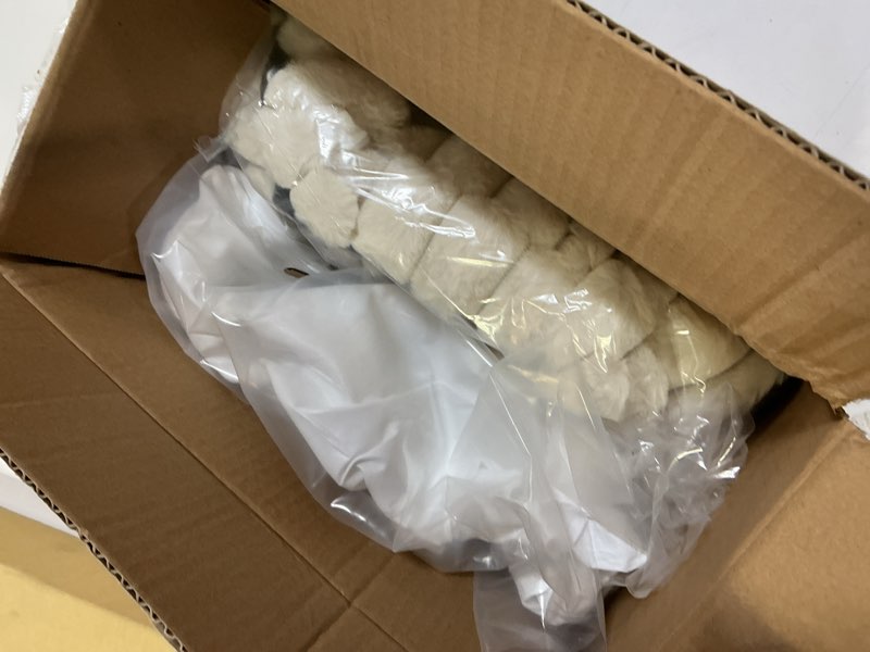 Condition photo showing As Is for Large Orthopedic Dog Crate Bed with Waterproof Lining, Soft Short Plush Surface & Egg Crate Foam for Calming Puppy, Machine Washable Pet Bed with Removable Cover & Anti Slip Bottom L-Crate(35"*22"*3") Cream