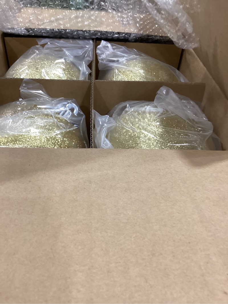 Condition photo showing Good Condition for Poen 12 Pcs 6 Inch Large Christmas Ball Ornaments Glitter Extra Large Christmas Ornaments Giant Xmas Balls Tree Decorations with Hanging Loop for Xmas Holiday Party Decor (Bronze Copper Gold) Bronze Copper Gold 12