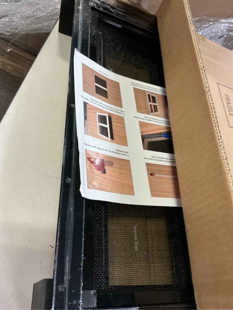 Condition photo showing Good Condition for neatiease 2 pack shed windows with black frame, 18x 23 flush mount small window with tempered glass and fiberglass screen for shed, chicken coop, playhouse, household, garage 18"x23" black