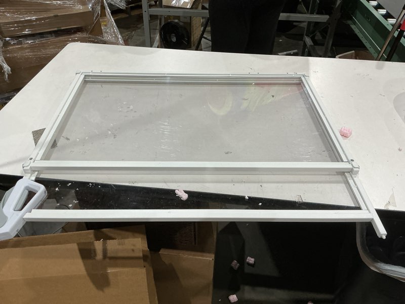 Condition photo showing As Is for similar)))) unipaws 2-in-1 retractable clear dog gate with hardware mount, 28\"- 43.5\" w x 1.18\" d x 30\" h
