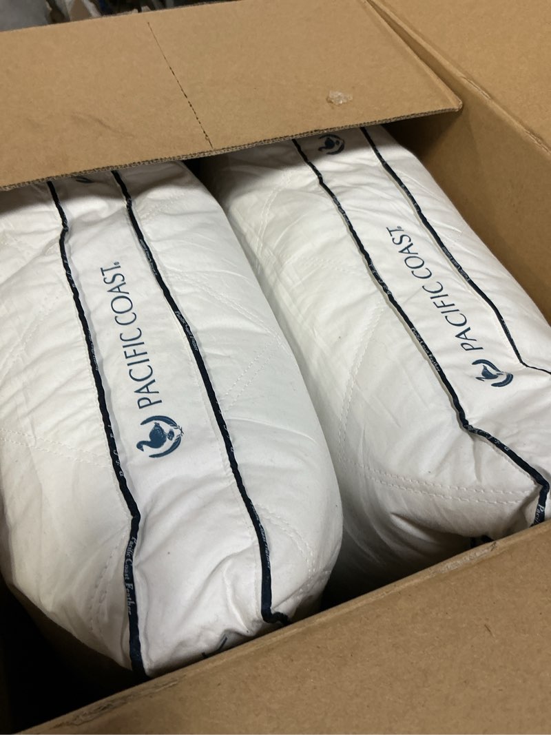 Condition photo showing As Is for Pacific Coast Goose Feather and Down Firm Bed Pillows Standard Size Set of 2 with Gusset, Luxury Hotel Collection Pillows 2 Pack for Sleeping, Supportive for Side Sleepers and Back Sleepers Standard (Pack of 2)