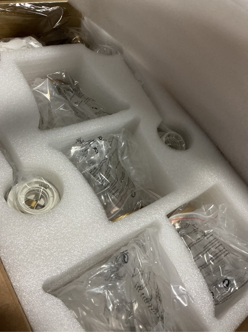 Condition photo showing Good Condition for maesta gold bathroom light fixtures, 4 light bathroom vanity light, matte antique gold finish with crystal glass shade, gold vintage vanity light for bathroom, living room, bedroom, hallway gold 4 lights