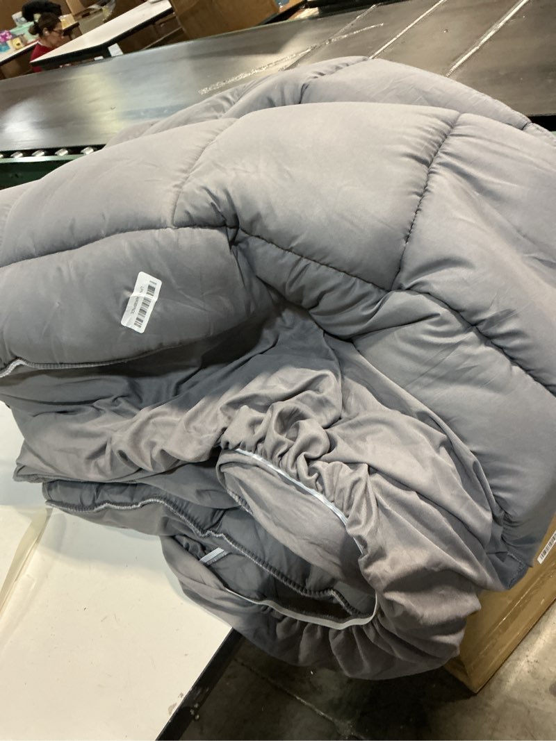 Condition photo showing As Is for Mattress Topper Queen for Back Pain, Extra Thick Mattress Pad Cover, Plush Pillow Top, Deep Elastic Pocket, Grey, 60"X80"+20" Queen Grey