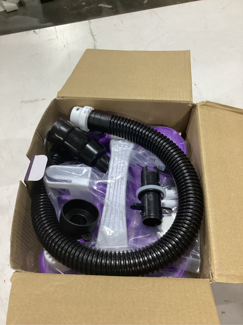Condition photo showing As Is for 4-in-1 electric balloon pump for all balloons, inflatables, and sports balls, triple inflating ports for latex foil 260q mylar balloon, inflator deflator for air beds pool floats yoga balls purple