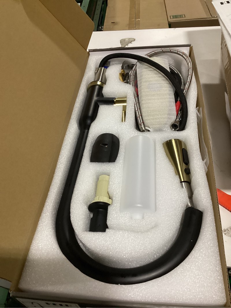 Condition photo showing New/Like New for touch kitchen faucet,keer smart kitchen sink faucet with pull down sprayer, touch on activated kitchen bar sink faucet brushed nickel, stainless steel (matte black gold)