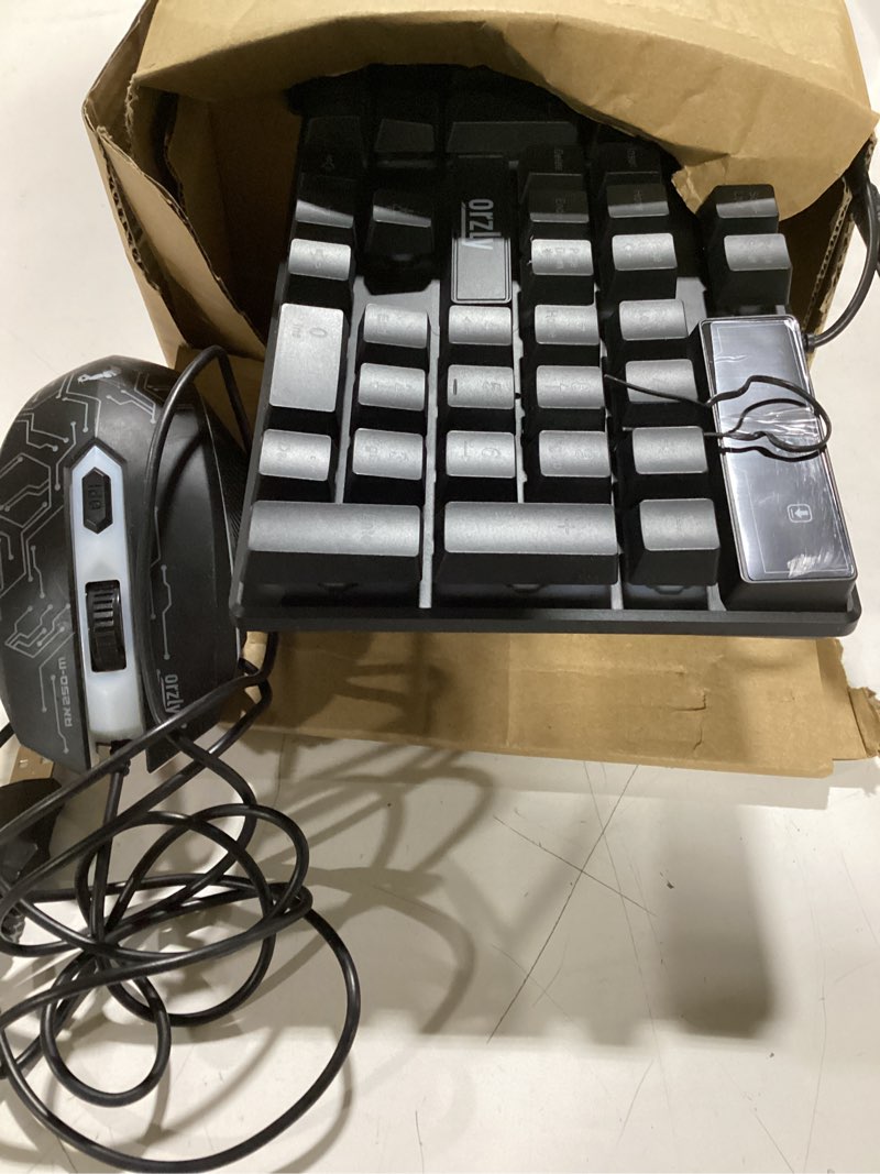 Condition photo showing As Is for BlueFinger RGB Gaming Keyboard and Backlit Mouse and Headset Combo, USB Wired Backlit Keyboard, LED Gaming Mouse Set, Headset with Microphone for Laptop PC Computer Game and Work Black