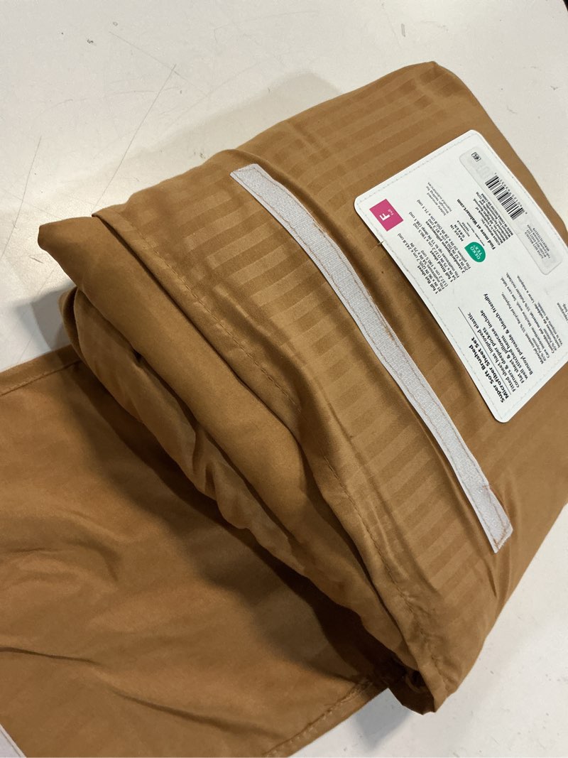 Condition photo showing As Is for mainstays super soft brushed microfiber bed sheet set, golden mustard, twin-xl, 3 piece