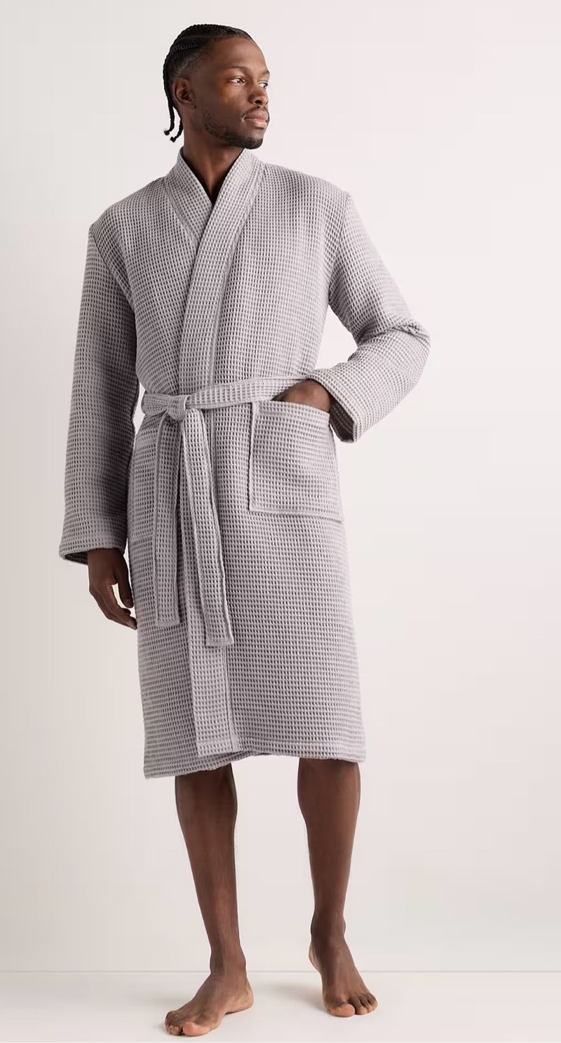 quince organic turkish waffle robe gray size m 