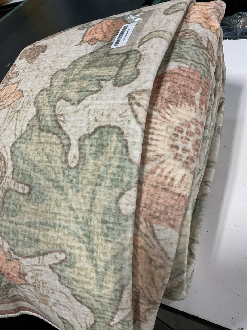 Condition photo showing Good Condition for beige pink floral area rugs 8x10 for living room, washable vintage farmhouse botanical rug, non slip low pile thin floor decor large carpet, soft decorative rug for bedroom dining room home office beige pink 8'x10'
