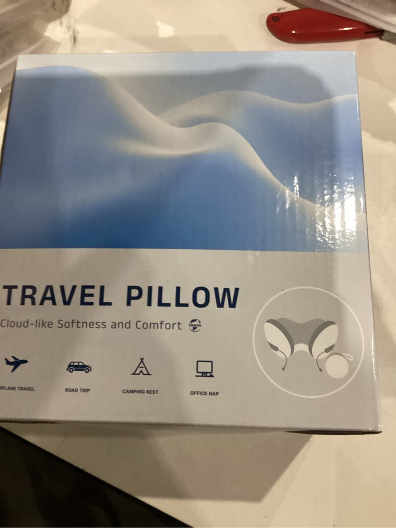 Condition photo showing New/Like New for Travel Pillow for Airplanes, Neck Pillow eases Neck and Shoulder Pain on Long Flights, Adaptive Memory Foam Sleep Support, Portable Carry Case, Eye Mask and Earplugs Travel Set(Grey I)