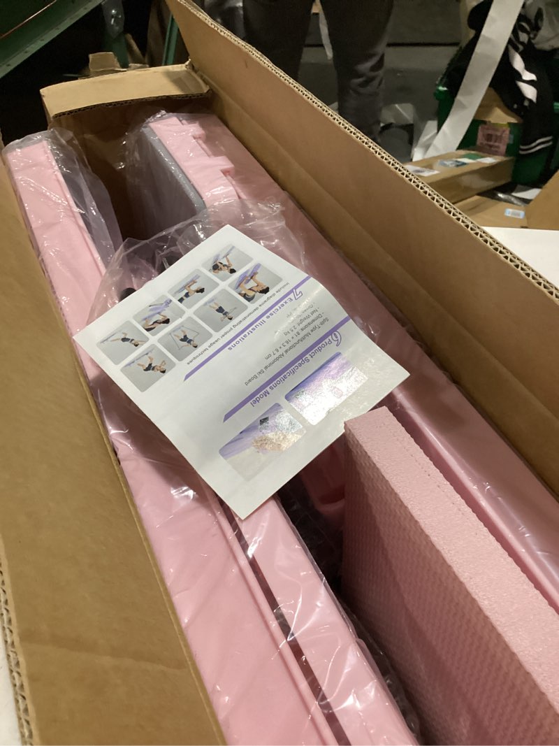 Condition photo showing As Is for pilates reformer board, 12-in-1 portable pilates board for home workout, core & abs toning, full body sculpting equipment, pink / white