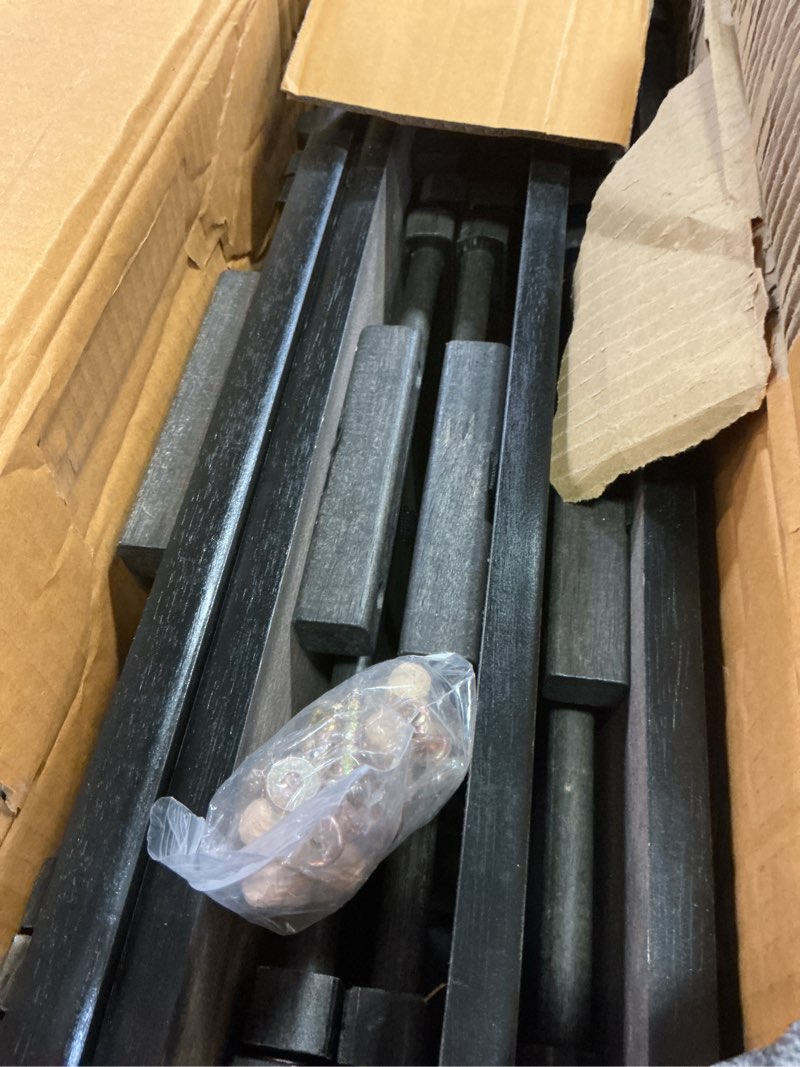 Condition photo showing Good Condition for Amazon Basics Portable TV Dinner 4-Pack Rectangular Folding Tray Table with Storage Rack, Black, 15" x 19" x 26" Black 4 Pack