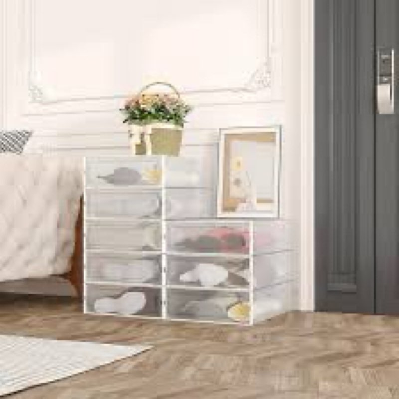 sintuff 12 pack large boot storage boxes with lids for tall boots 20.5" x 11.8" x 4.5" stackable cle