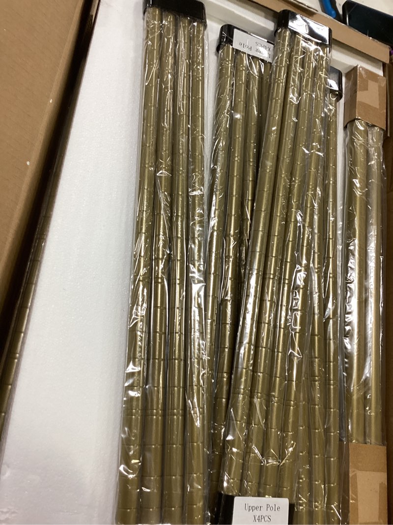 Condition photo showing Good Condition for Ulif E7 Garment Rack, Heavy Duty Clothes Storage System with Extendable Hangers Rods, Metal Clothing Rack with 6 Wire Shelves, (52.3"-72") W x 14.5" D x 71.2" H, Load 838lbs, Gold