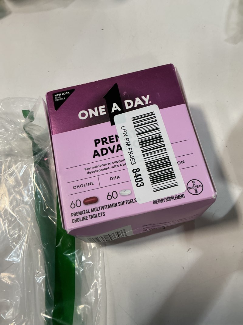 Condition photo showing New/Like New for Bb 02/2027 One A Day Prenatal Advanced- Prenatal Vitamins with Folic Acid, Choline, DHA & Iron, Pregnancy Vitamins for Women to Support Baby’s Development, 60+60 Ct (120 Total Set) (Packaging May Vary) 60+60ct (120 Total Set)