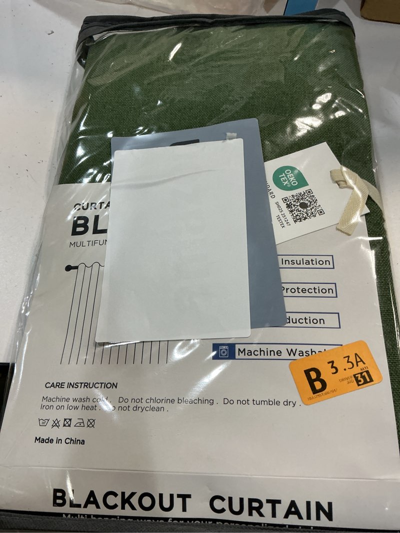 Condition photo showing New/Like New for inovaday 100% blackout curtains for bedroom, black out curtains 63 inch long, clip rings linen blackout drapes, thermal insulated room darkening for living room, 2 panels - moss green,w50xl63 moss green 50"w x 63"l (pack of 2)