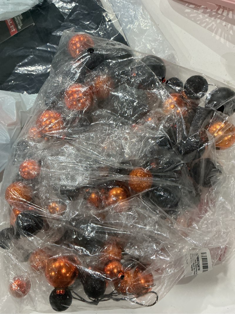 Condition photo showing Good Condition for raz imports halloween garland orange and black ball decor for fireplace mantel door frame wall hanging