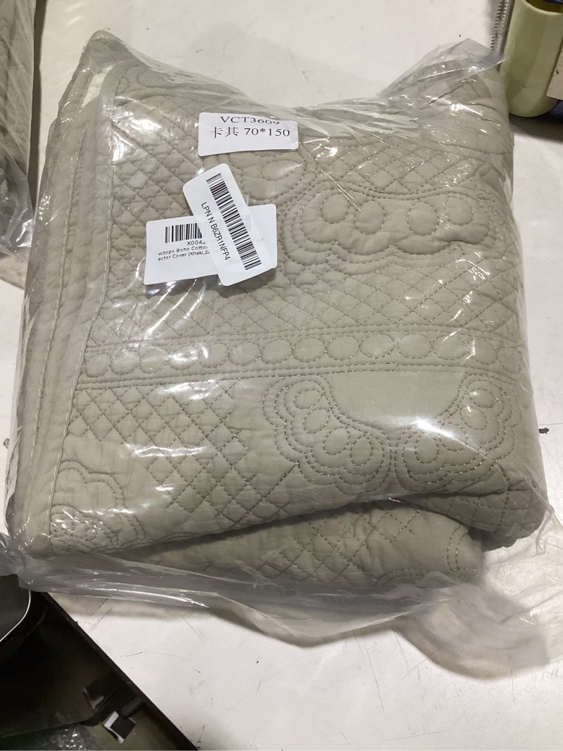 Condition photo showing Good Condition for vctops boho cotton quilted couch cover soft embroidered sofa cover non-slip dog bed cover scalloped sofa slipcover washable furniture protector cover (khaki,28"x59") 1pc/28"x59"/rectangular khaki