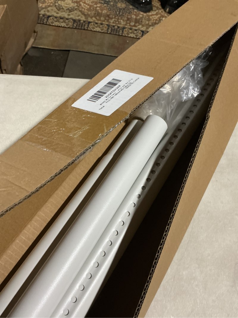 Condition photo showing As Is for White Tension Curtain Rods for Windows 40-146 Inches Heavy Duty Tension Rod Adjustable Curtain Rods No Drilling for Bathroom Living Room Outdoor Patio Hold Up Blackout Curtains and Non Slip 40-146in White-1 Pack