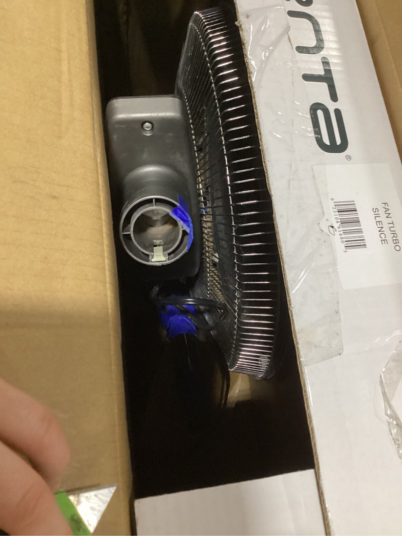 Condition photo showing As Is for Rowenta Pedestal Fan, 53 Inches, Ultra Quiet Oscillating Fan for Bedroom, Portable, 5 Speeds, Refresh Up to 23-Feet, Silver, Indoor, VU5670 Floor Silver