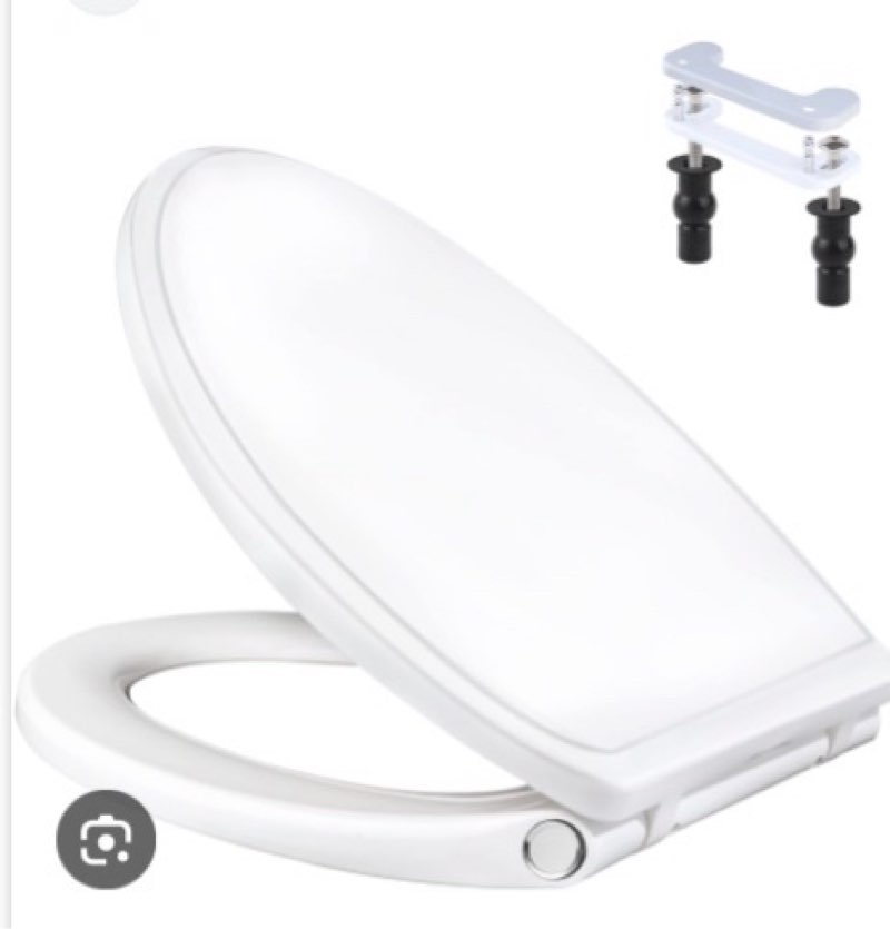 Toilet Seat Elongated with Soft Close Cover, Oval Toilet Seat Replacement with Toilet Bolts Hinge an