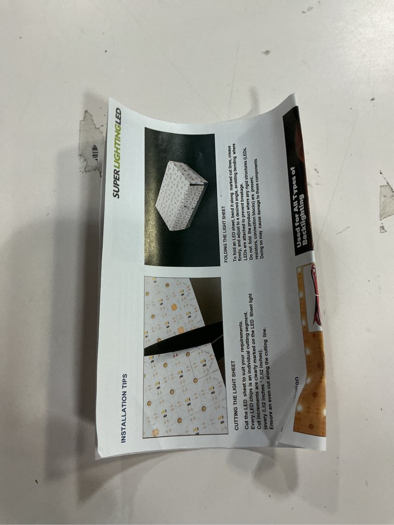 Condition photo showing Good Condition for VALIKIY 4-Pack LED Backlight Sheet 24V 36W 3000K Warm White, 19.3X9.6 inches Each Unit, Dimmable Flexible LED Panel Sheet for Backlit Translucent Stone/Marble/Onyx/Quartz Countertops Walls 3000K 4Pack