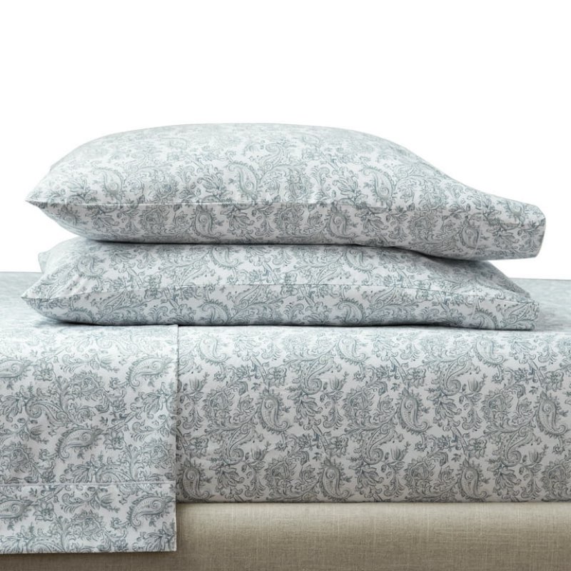 better homes & gardens 2-piece 400 thread count paisley green river performance hygrocotton® pillowcase set, standard/queen
