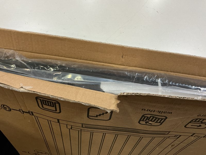 Condition photo showing New/Like New for cumbor 29.7-40.6" baby gate for stairs, mom's choice awards winner-dog gate for doorways, pressure mounted auto-close pet gates for dogs indoor, safety child gate with easy walk thru door, black black 29.7-40.6"w x 30.5"h
