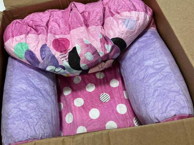 Condition photo showing As Is for delta children - minnie mouse cozee buddy flip-out kids chair, pink