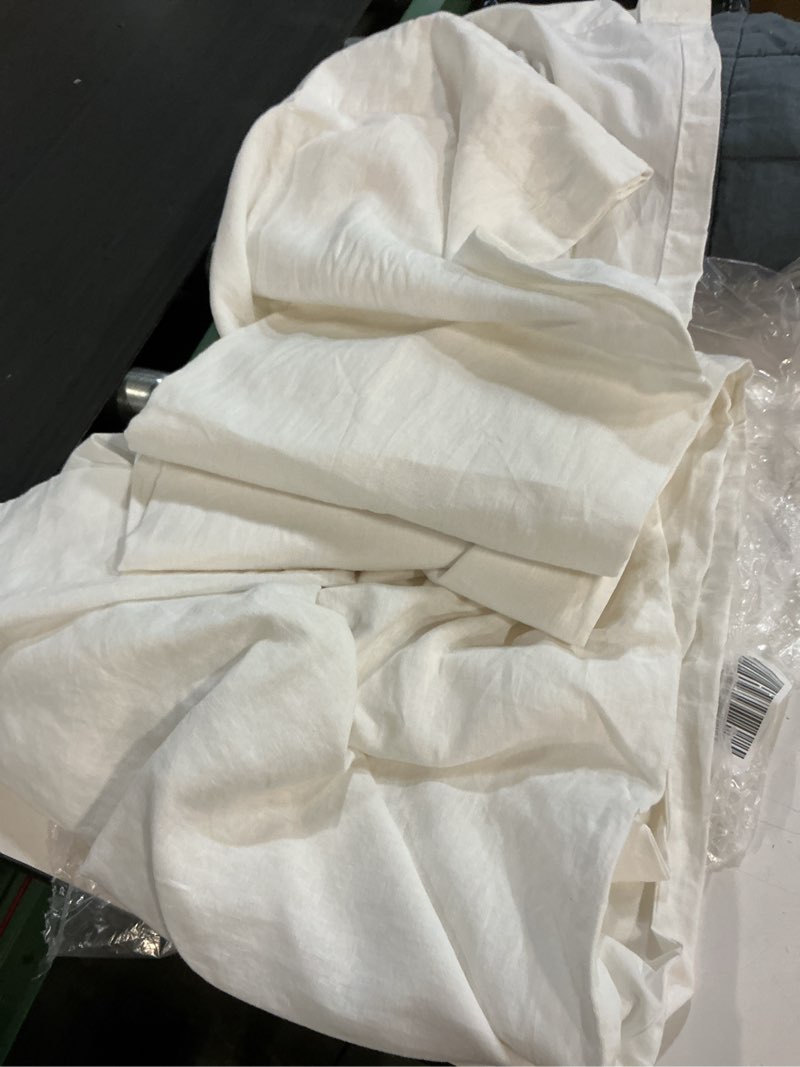 Condition photo showing Good Condition for cotton sheer curtain set (set of 1) color ivory size 48*84 inc 