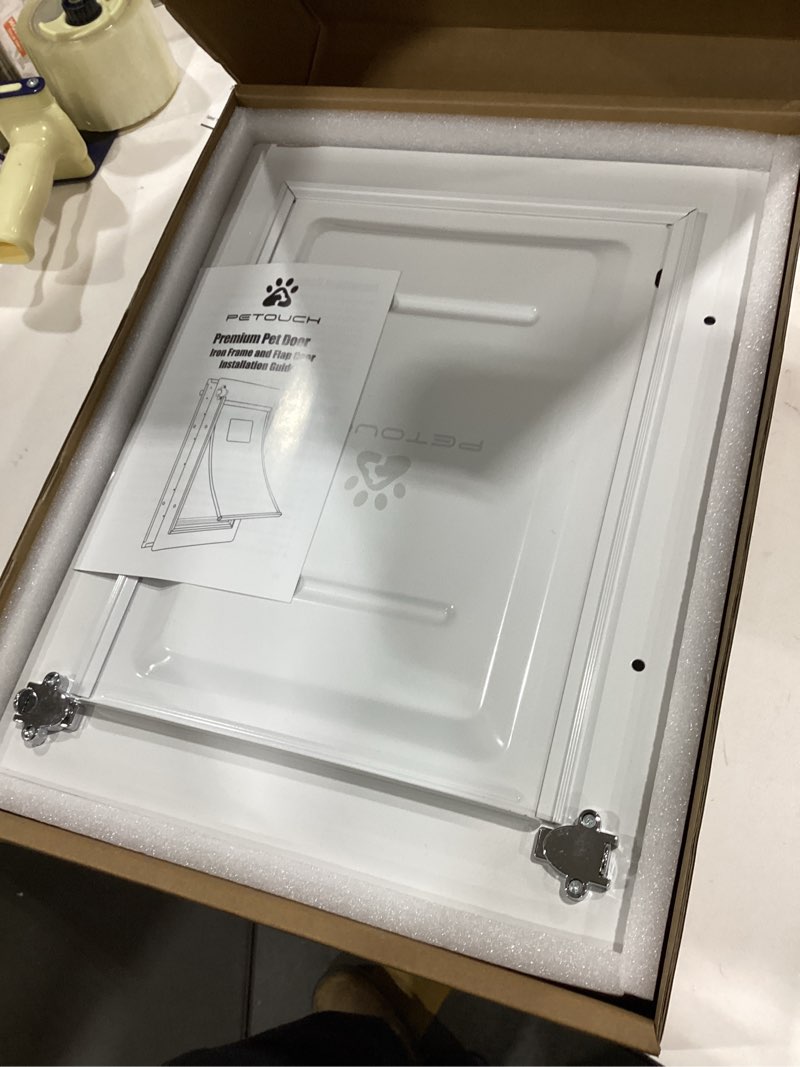 Condition photo showing Good Condition for PETOUCH Medium Iron Dog Door Designed with Automatic Closing Magnetic Flap, Telescoping Tunnel & Lockable Sliding Panel for Extreme Weather Medium Iron Flap