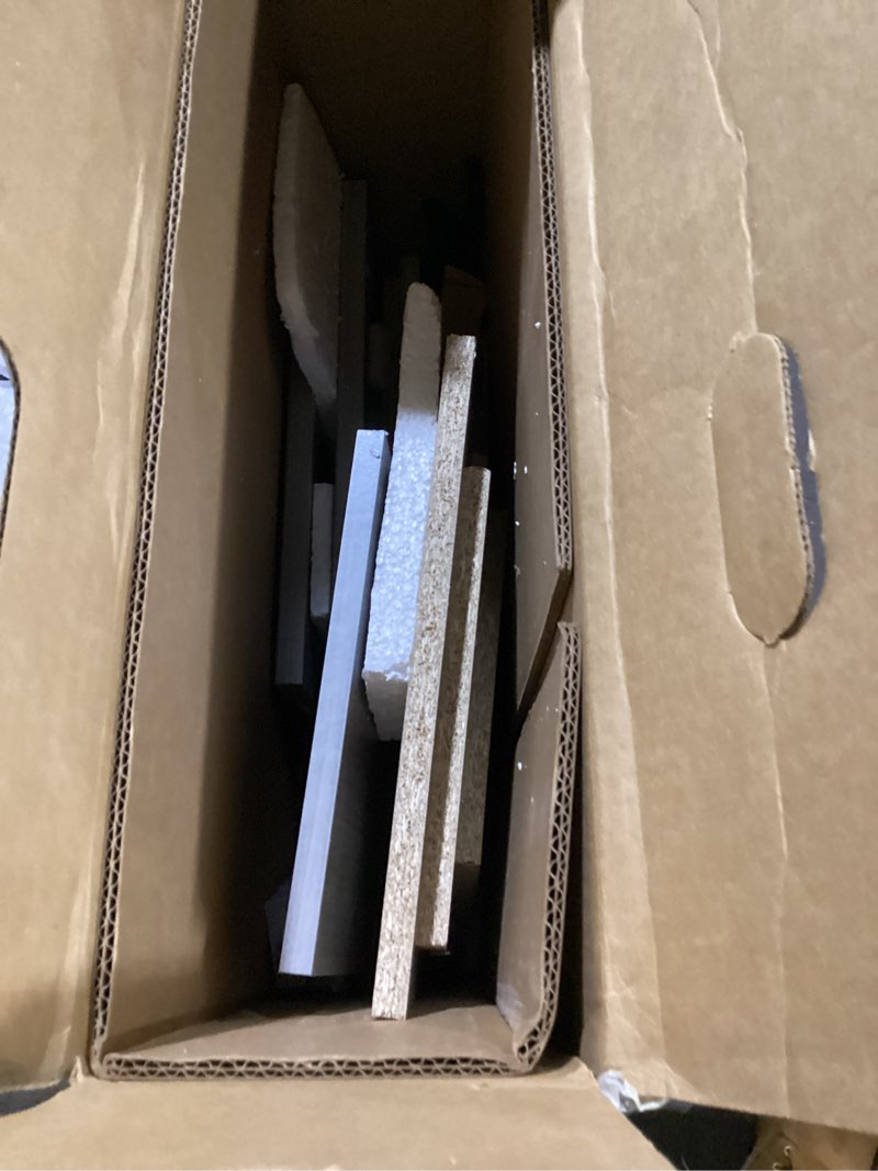 Condition photo showing As Is for Bush Home Somerset 60W L Shaped Desk with Hutch in Platinum Gray Platinum Gray 60W