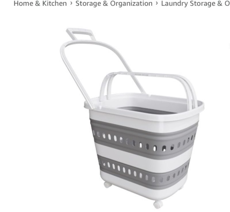 2 pcs 50l collapsible plastic laundry basket hamper with wheels, foldable laundry basket with handle
