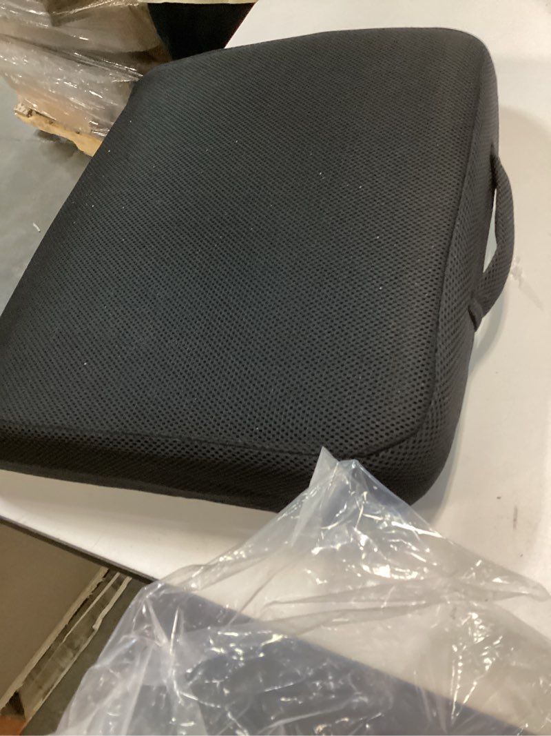 Condition photo showing Good Condition for YOUFI Extra Thick Large Seat Cushion -19 X 17.5 X 4 Inch Gel Memory Foam Cushion with Carry Handle Non Slip Bottom - Pain Relief Coccyx Cushion for Wheelchair Office Chair (Black (1PACK)) Large(19''x17.5''x4'') Black (1pack)