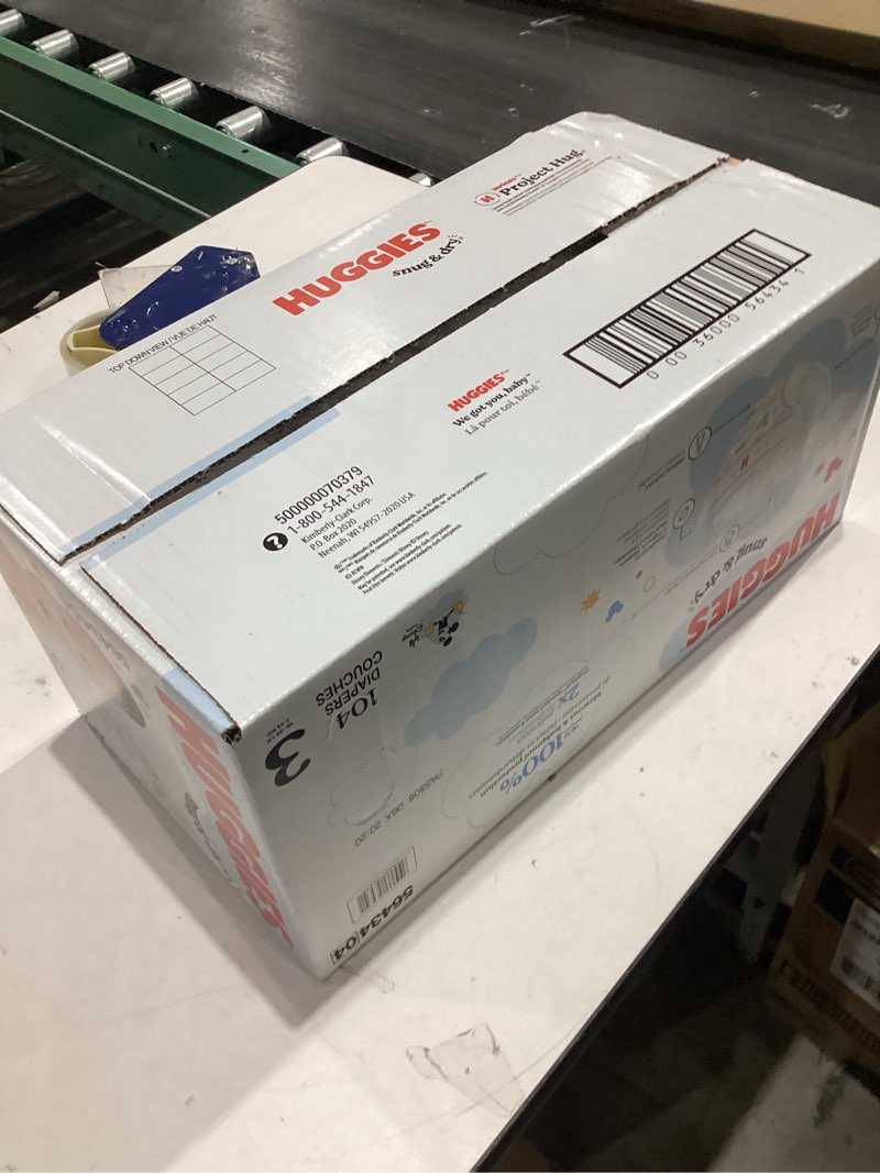 Condition photo showing New/Like New for Huggies Size 3 Diapers, Snug & Dry Baby Diapers, Size 3 (16-28 lbs), 104 Count, Packaging May Vary Size 3 104