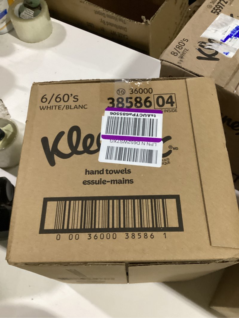 Condition photo showing Good Condition for kleenex disposable paper hand towels, 6 boxes, 60 tissues per box (360 total tissues), packaging may vary 60 count (pack of 6) white