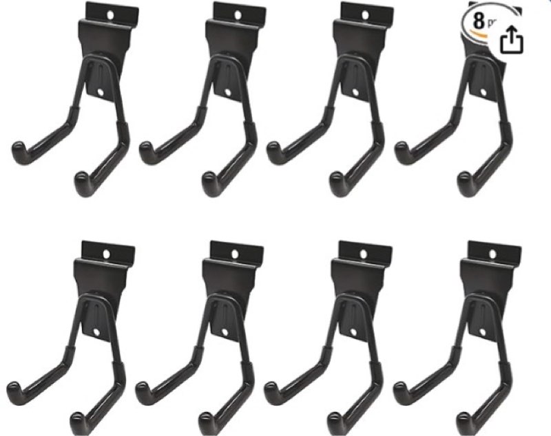 Slatwall Accessories, Black Slatwall Hooks and Hangers, Sturdy Slat Wall Accessory, 8 Pack