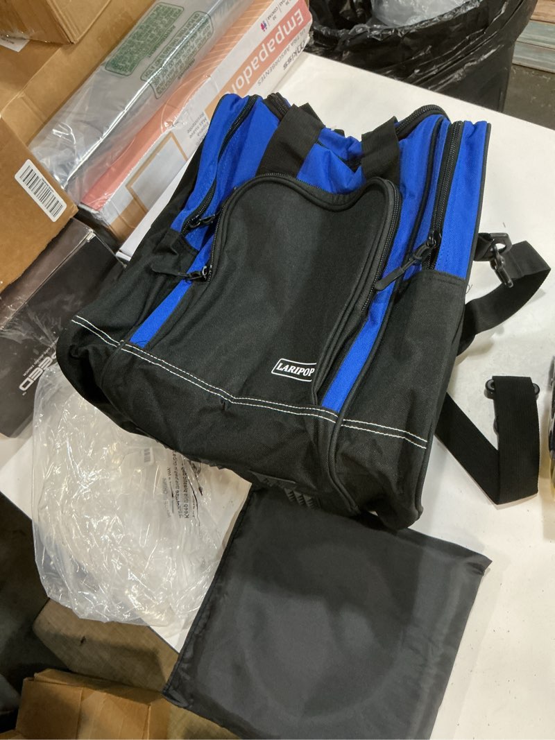 Condition photo showing Good Condition for laripop bowling ball bag, single bowling tote with padded ball holder, ventilated shoe pocket & adjustable shoulder strap for adult bowlers men women black+blue