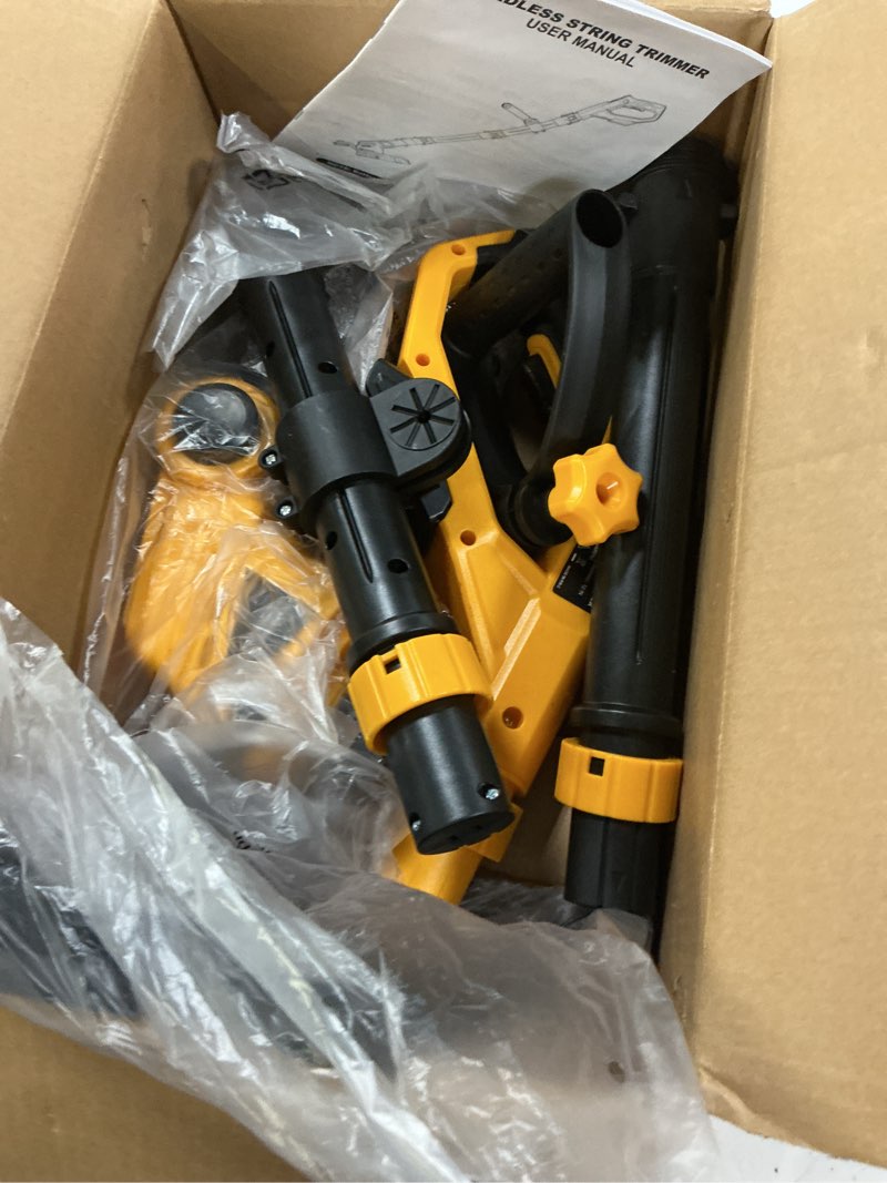 Condition photo showing As Is for 3 in 1 cordless string trimmer compatible with dewalt 20v max battery(tool only), 12" auto feed cordless weed eater, lightweight electric weed wacker & edger for lawn, garden, yard