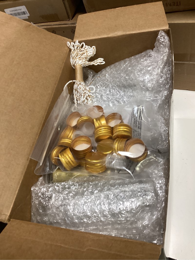 Condition photo showing New/Like New for reallnaive 20 pack 3 oz mini glass olive oil bottles set, homemade wedding sauce gift bottles leakproof screw cap, thank you wedding stickers for storing oil honey bridal baby shower favors (black) 20 black