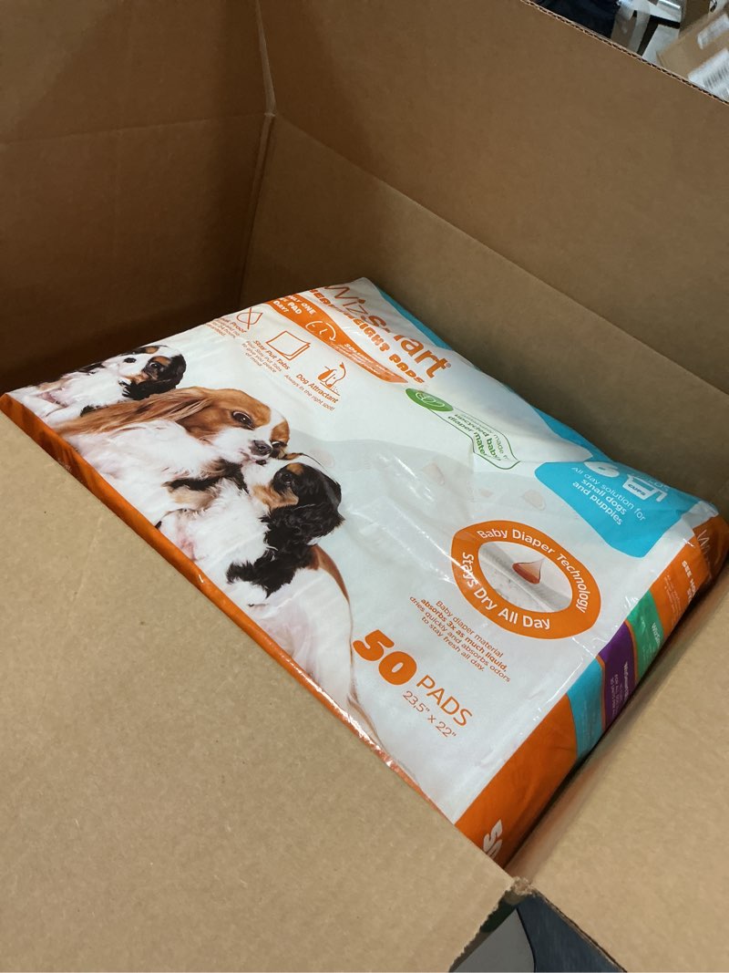 Condition photo showing Good Condition for wizsmart heavyweight dog pads – absorbent, leak-proof pet training pads with stay put tabs – indoor & outdoor use for small dogs, crates, travel – eco friendly upcycled materials, 50 count 50 pads 23.5" x 22"