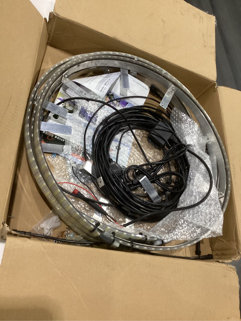 Condition photo showing As Is for sdo 17.5" quad row high intensity white rim lights,strobe,breathe,flashing led illuminated wheel rings,switch and remote ctrl wheel well lights for car truck vehical,pick up