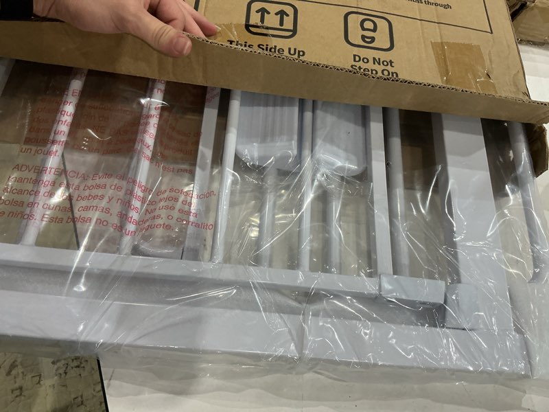 Condition photo showing Good Condition for cumbor 30.4-56.8" extra wide baby gate for stairs, dual lock & self-closing dog gate indoor, easy install pet gate for doorways & wide openings, easy walk thru safety proofing for babies & pets, white white 30.4"-56.8" w x 30.5" h