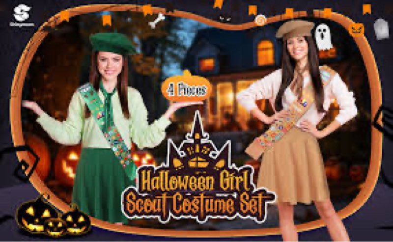 Shinymoon 4 Pcs Halloween Scout... ni Skater Skirt(Large, Dark Camel)
