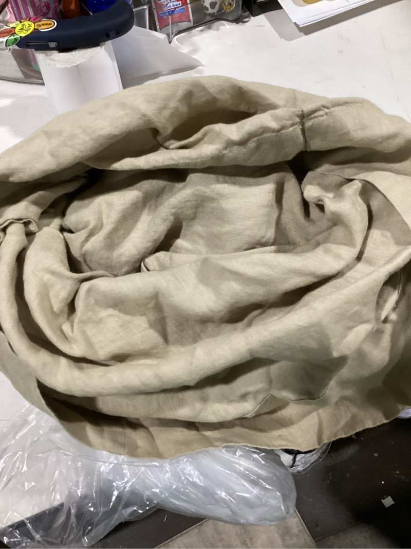 Condition photo showing As Is for quince linen tan beige sheet set 