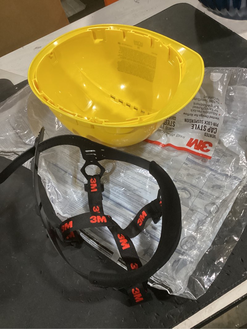Condition photo showing As Is for 3m pinlock hard hat yellow vented