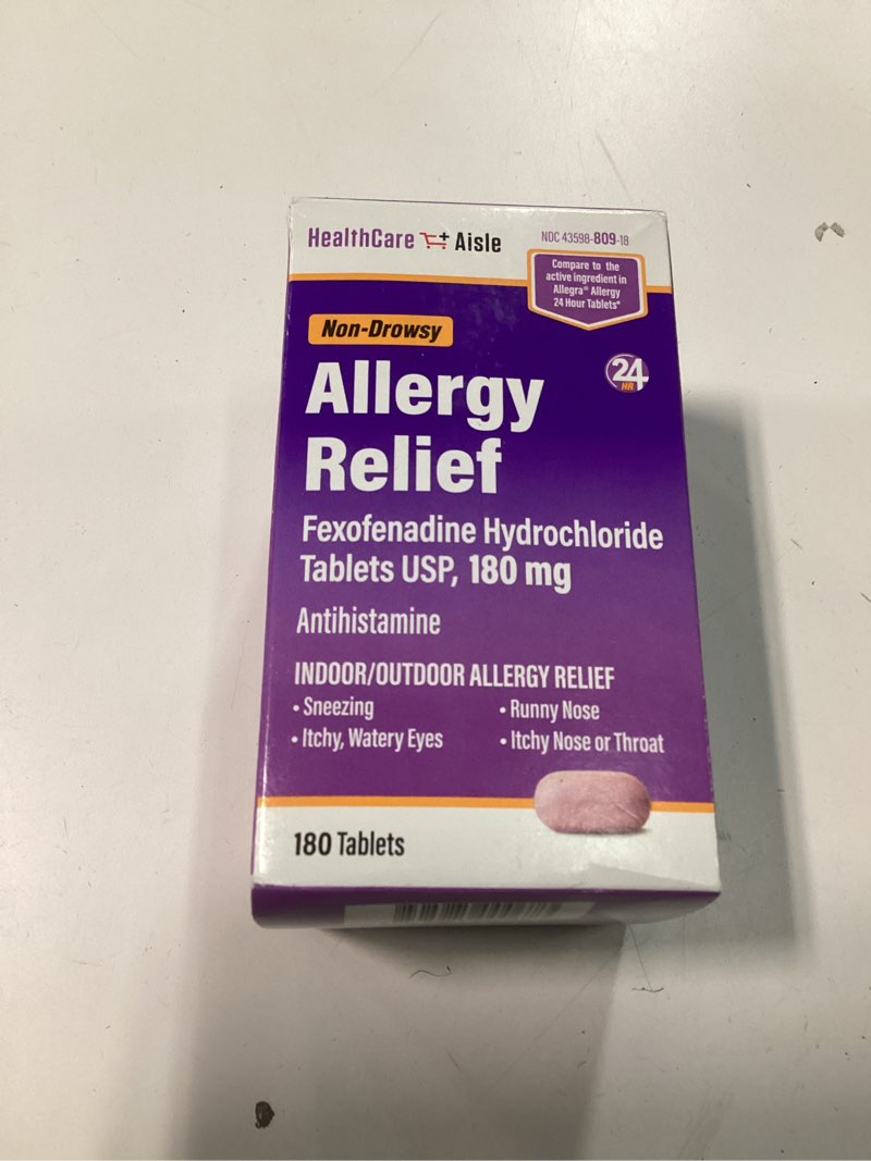 Condition photo showing New/Like New for (Exp.Date 2026/03) HealthCareAisle Allergy Relief - Fexofenadine Hydrochloride Tablets USP, 180 mg - 180 Tablets - Allergy Medication, Non-Drowsy 24-Hour Relief 180 Count (Pack of 1) 180mg