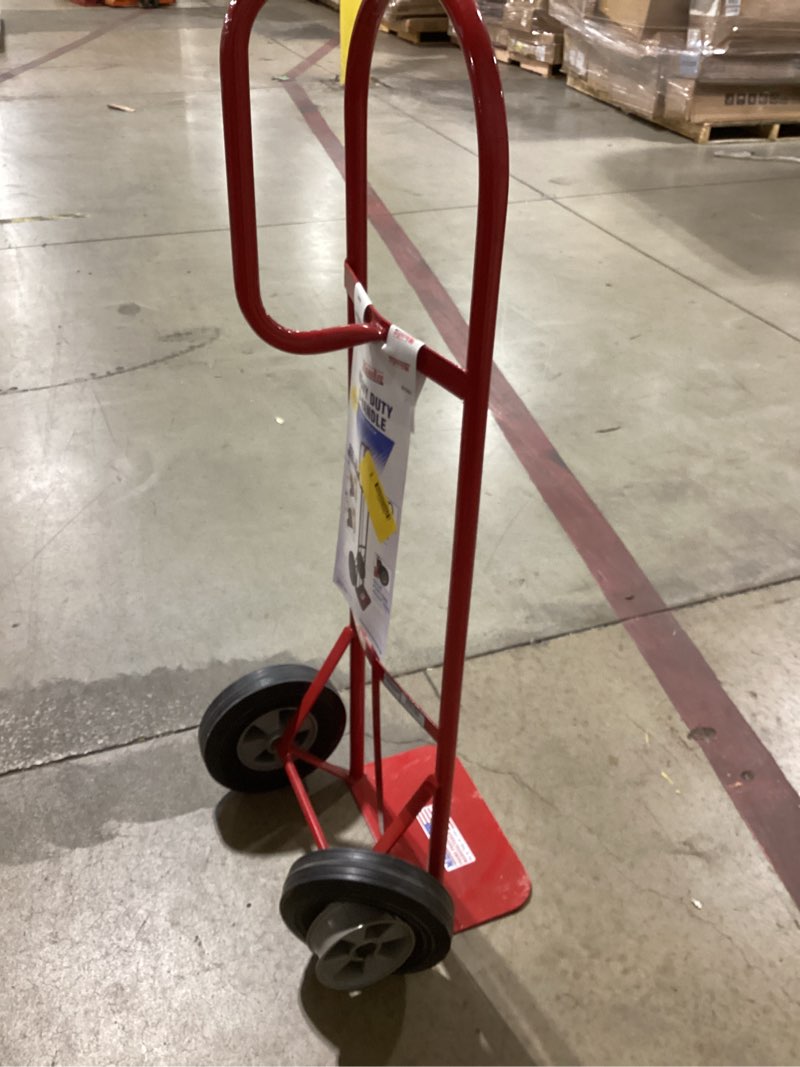 Condition photo showing As Is for milwaukee 800-lb capacity 2 -wheel red steel heavy duty hand truck