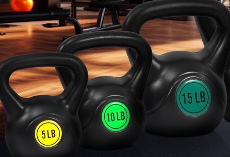 fitvids kettlebell sets piece strength training kettlebells weight  set of 3: 5/10/15lbs